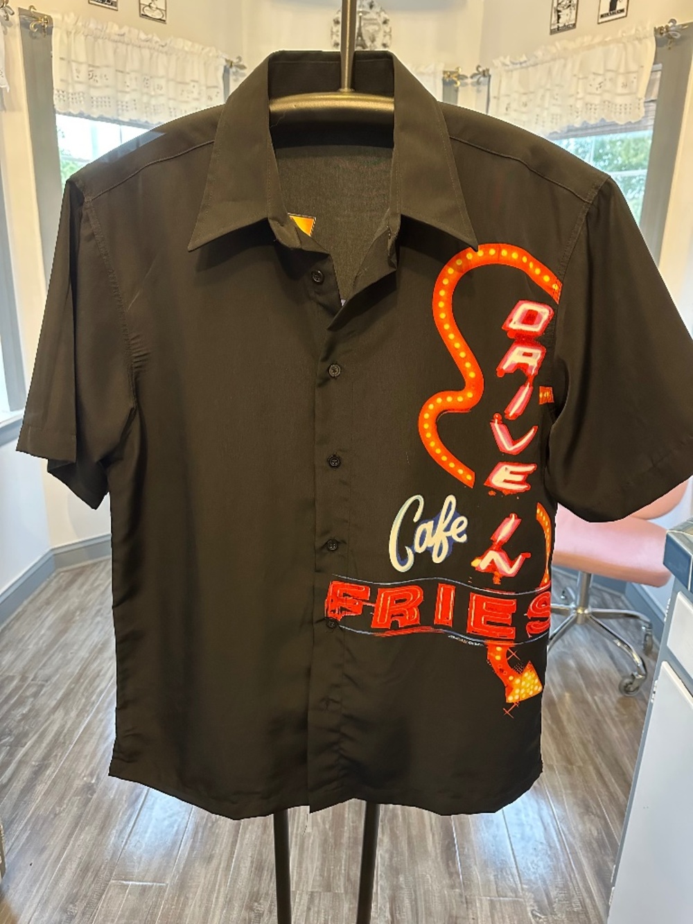 Diner Style Mens Retro Dress Shirt Medium